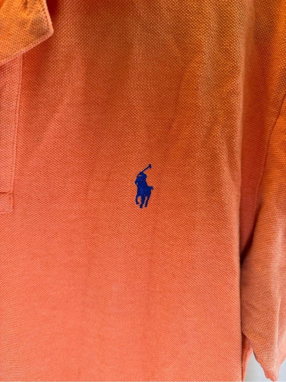 Ralph Lauren Orange Polo with Blue Pony Embroidery